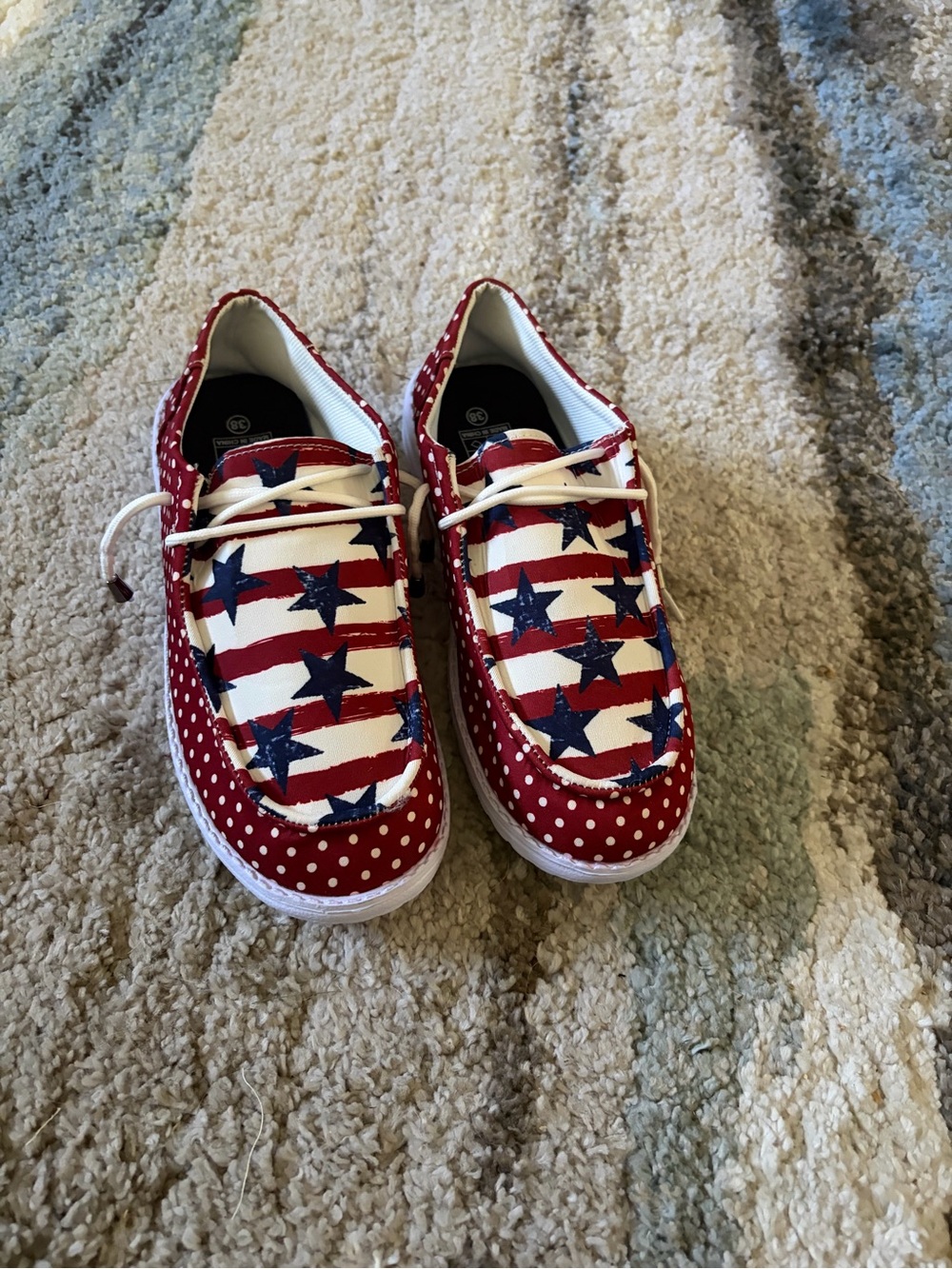 Red, White & Blue Star-Print Polka Dot casual slip one